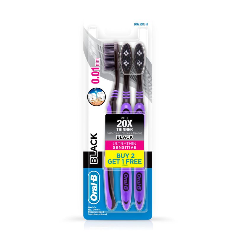 Oral-B Ultrathin Sensitive Black Toothbrush Buy 2 Get 1 Free Extra Soft 40