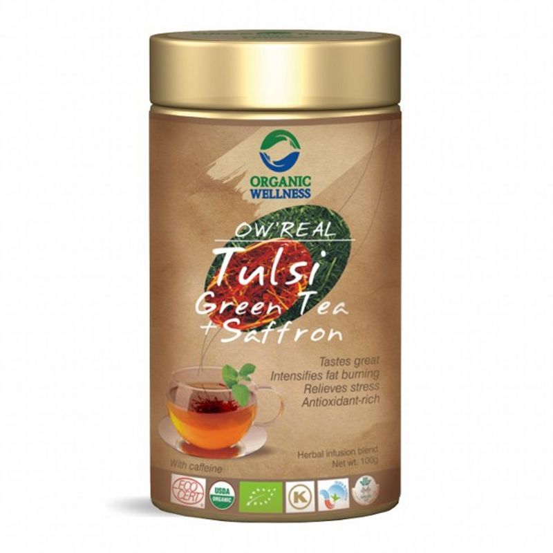 Organic Wellness Real Tulsi Green Tea + Saffron Tin