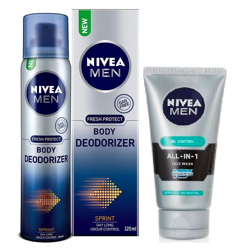 Nivea Men Fresh Protect Body Deodorizer - Sprint + Free Men All In One Face Wash Free
