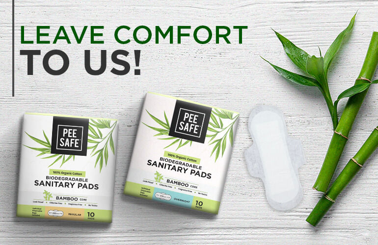 Pee Safe 100 Organic Cotton Sanitary Pads Overnight & Feminine Period