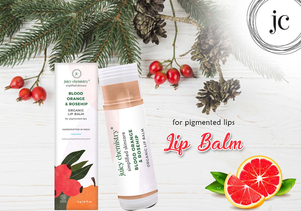Juicy Chemistry Blood Orange & Rosehip Organic Lip Balm For Pigmented