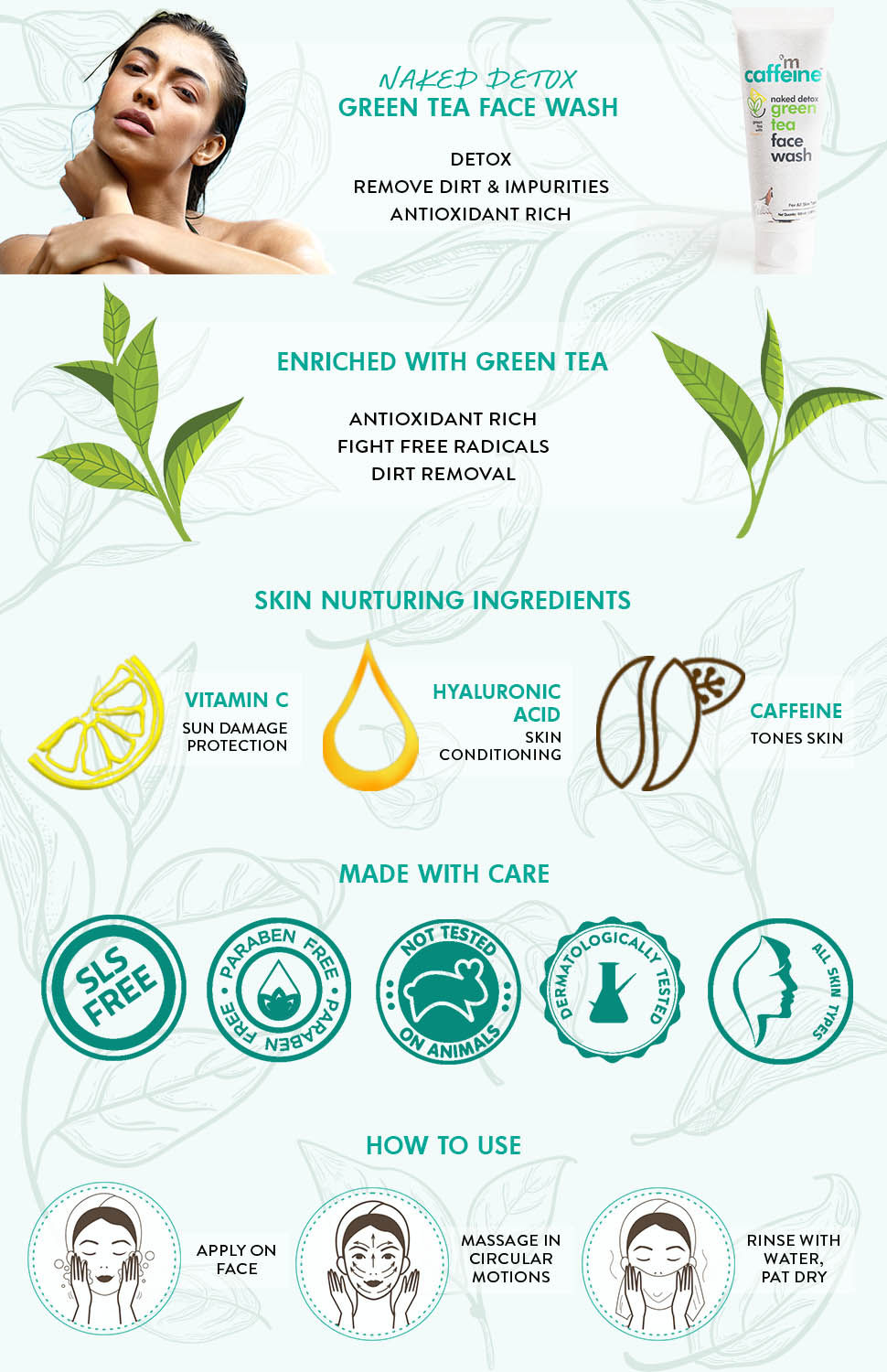 caffeine green tea face wash
